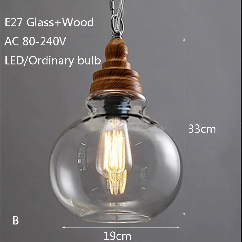 Creative Wood Single Head Pendant Lamp Nordic