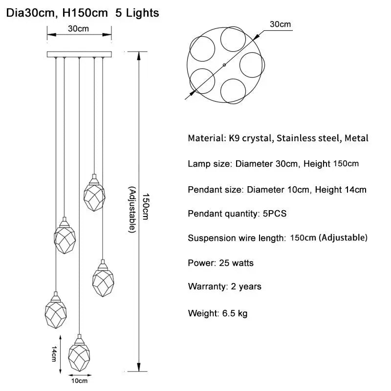 Luxury Long Diamond Crystal Ball Chandelier ChandeliersLife®