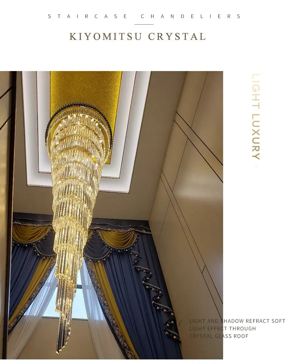 Long Black Crystal Loft Chandelier ChandeliersLife®