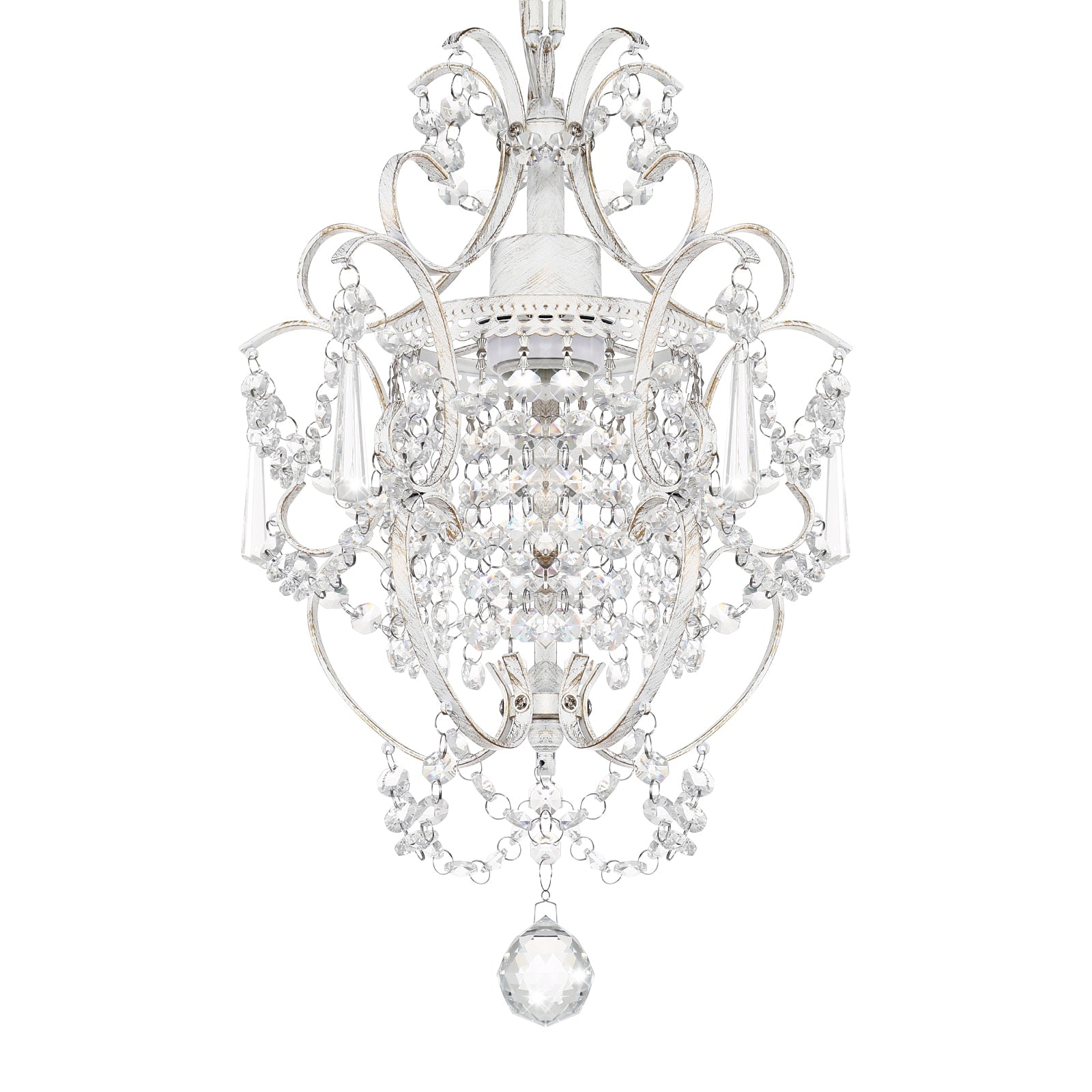 One Light Crystal White Chandelier