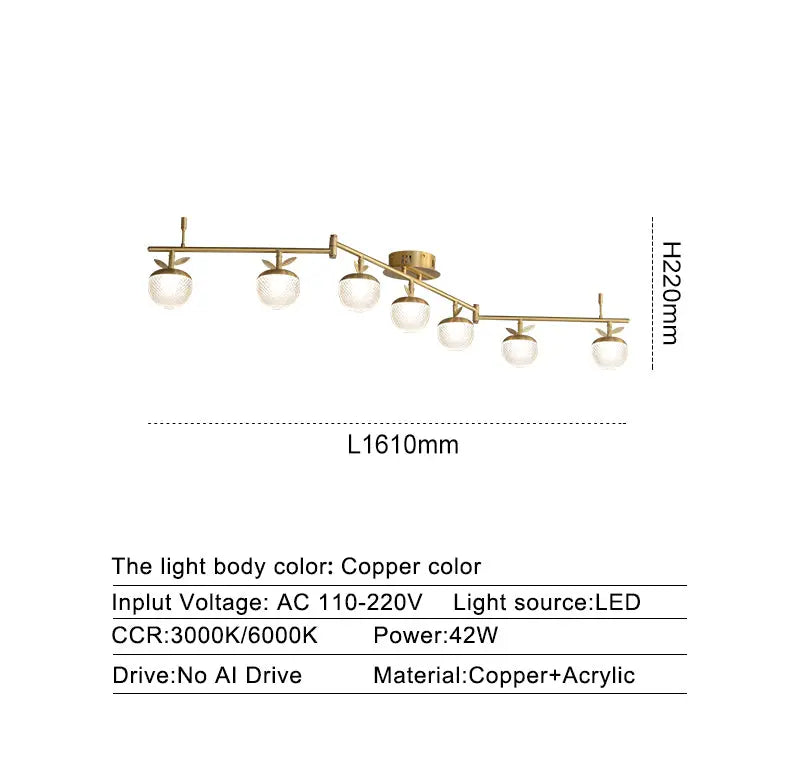 Copper Collapsible Branch Acrylic Lampshade Chandelier ChandeliersLife®