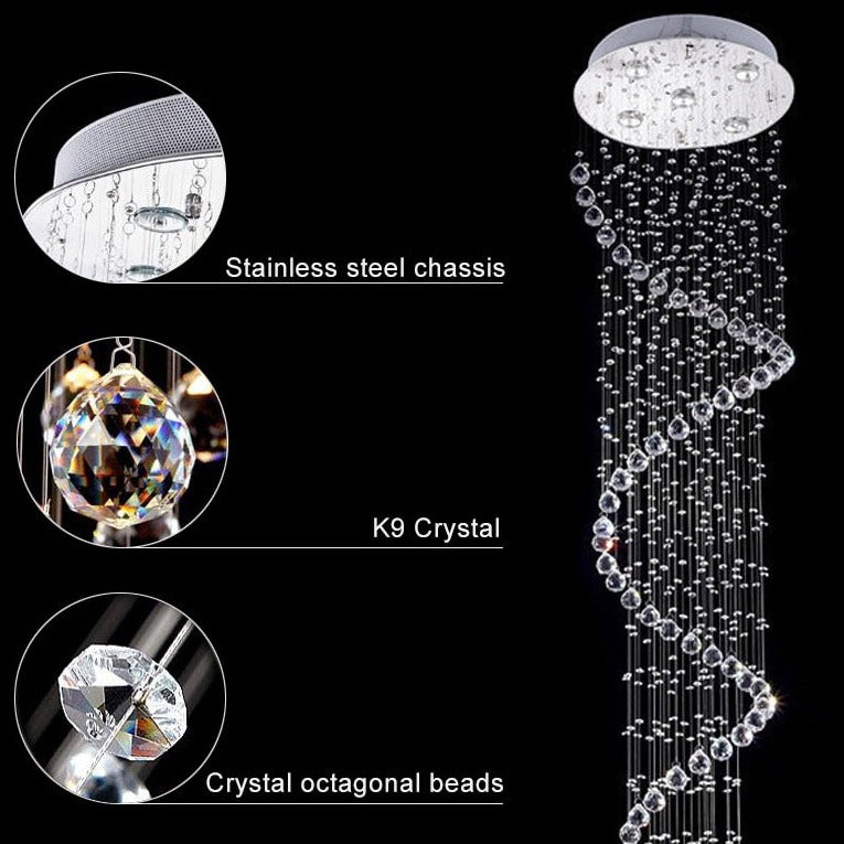LED Spiral Crystal Chandelier