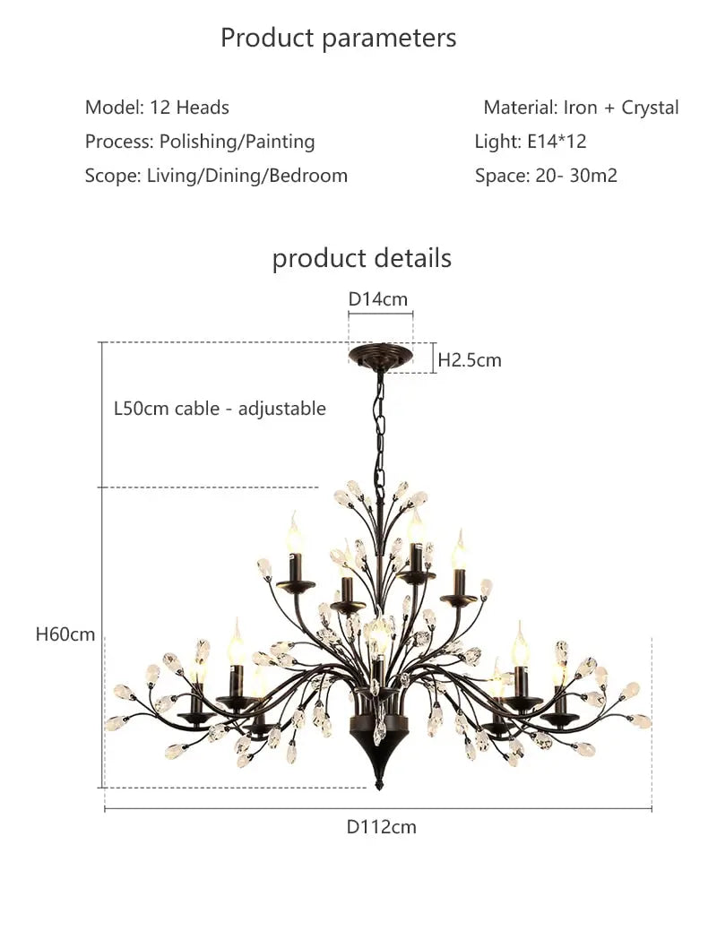 Modern Crystal Branche Chandelier - Black ChandeliersLife®