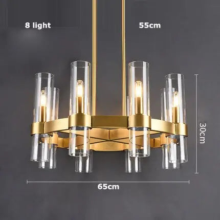 Modern Copper Glass Round Straight Chandelier ChandeliersLife®