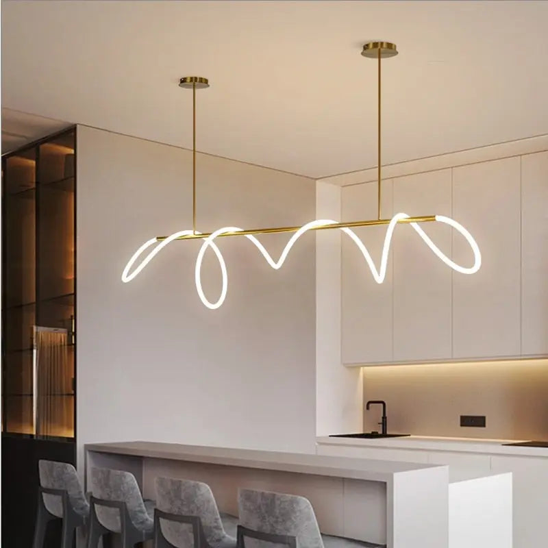 Modern Long Hose Led Chandelier - Brass ChandeliersLife®