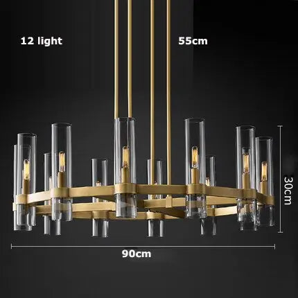 Modern Copper Glass Round Straight Chandelier ChandeliersLife®