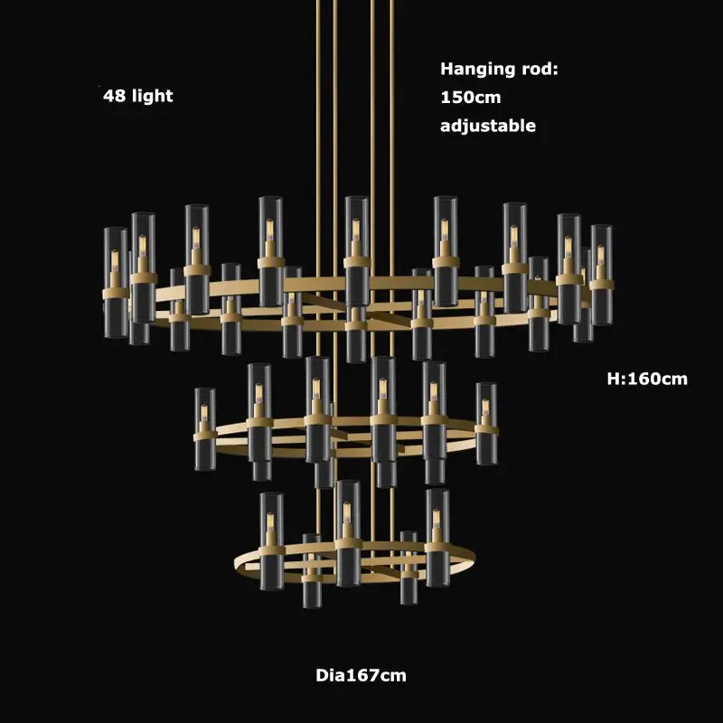 Modern Copper Glass Round Straight Chandelier ChandeliersLife®