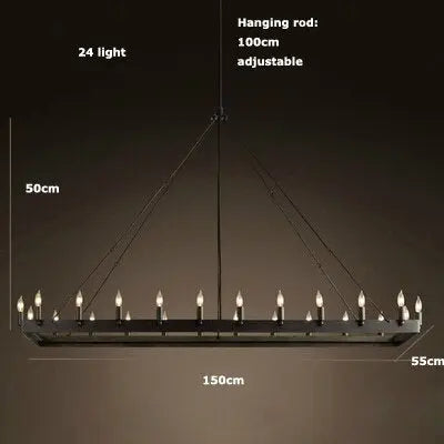Retro American Rectangular Candle Chandelier ChandeliersLife®