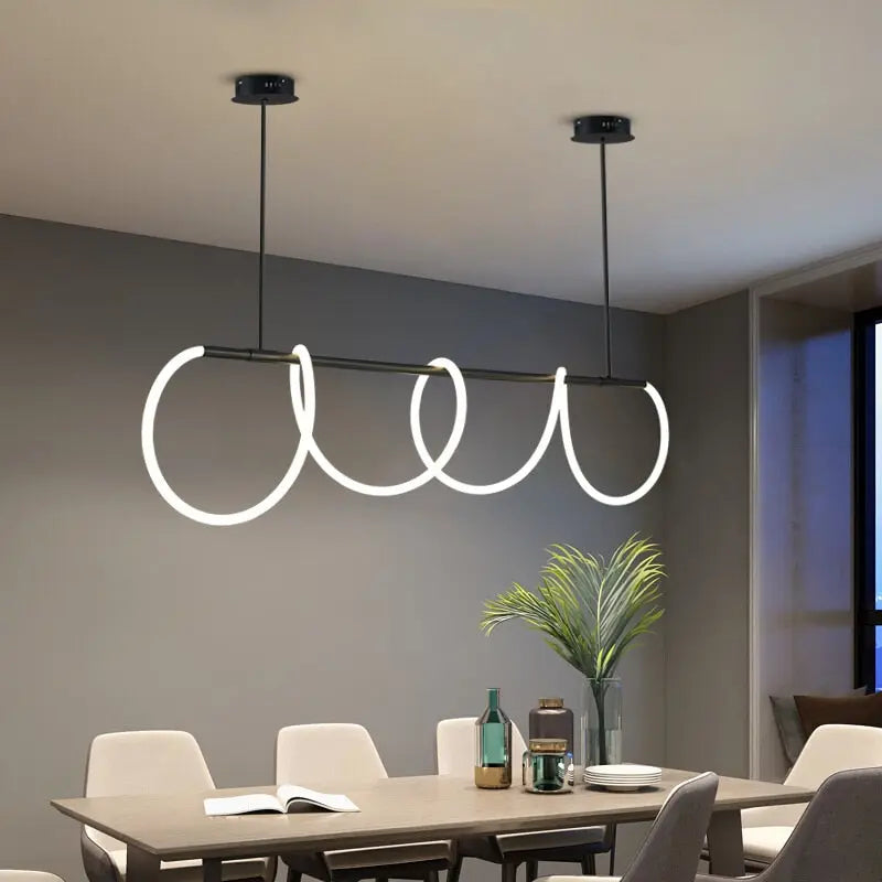 Modern Long Hose Led Chandelier - Black ChandeliersLife®