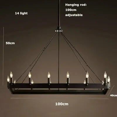 Retro American Rectangular Candle Chandelier ChandeliersLife®