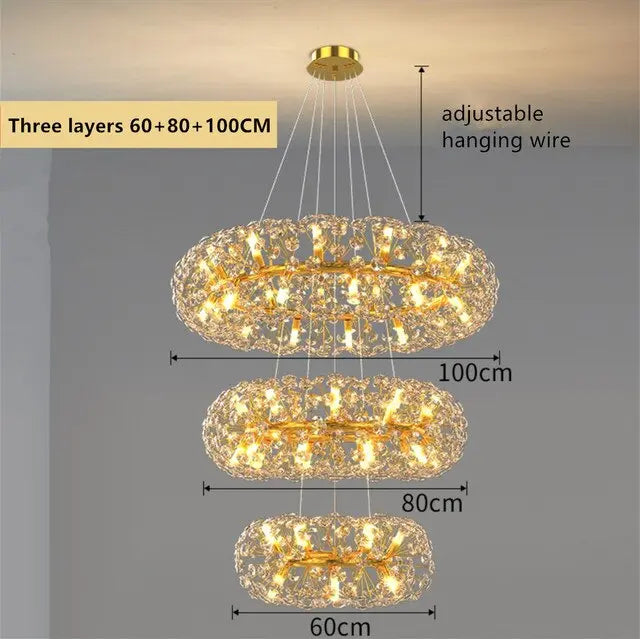 Modern Gold Crystal Circular Hanging Chandelier ChandeliersLife®