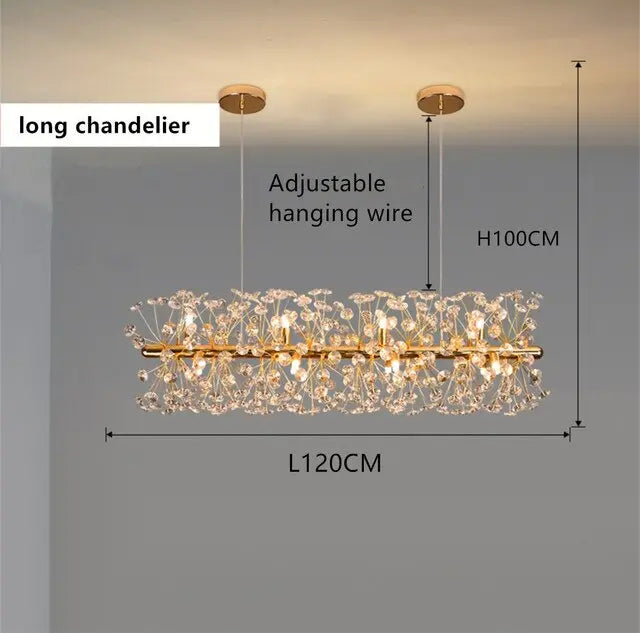Gold Luxury Crystal Long Chandelier ChandeliersLife®