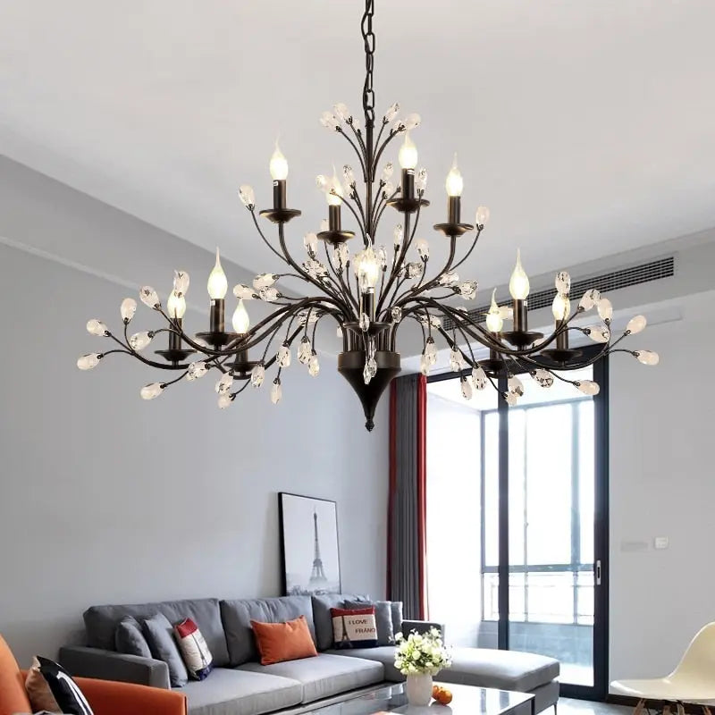 Modern Crystal Branche Chandelier - Black ChandeliersLife®