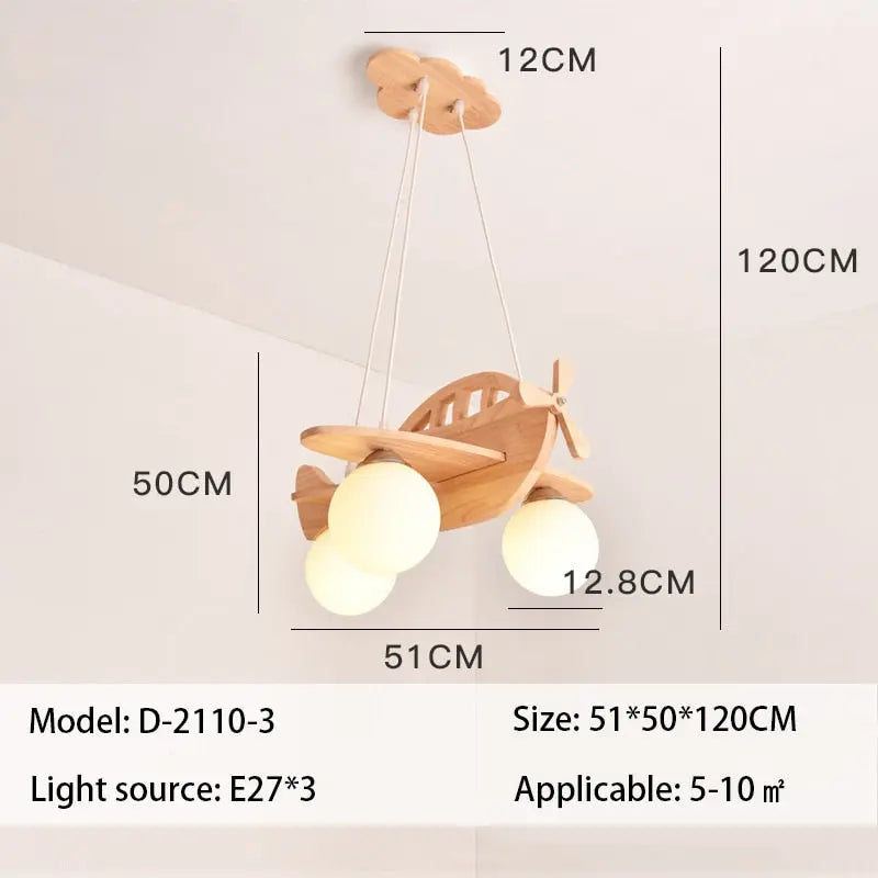 Wood Airplane Chandelier For Children Kids Boy Bedroom ChandeliersLife®