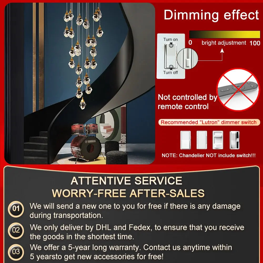 Luxury Long Diamond Crystal Ball Chandelier ChandeliersLife®