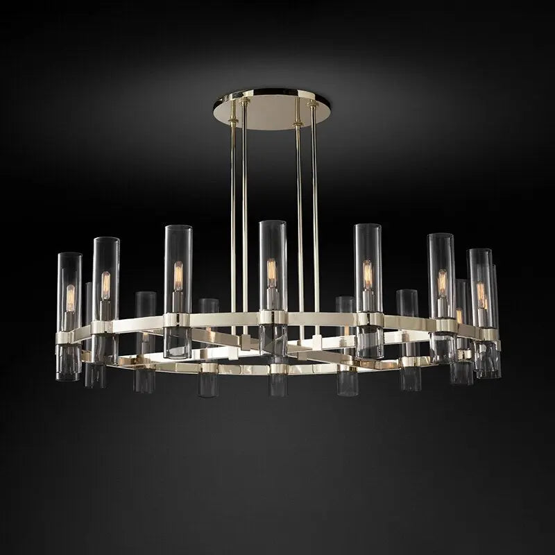 Modern Copper Glass Round Straight Chandelier ChandeliersLife®