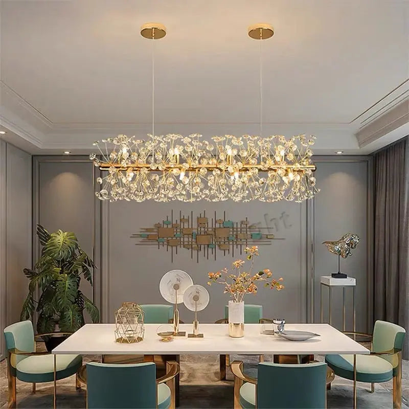 Gold Luxury Crystal Long Chandelier