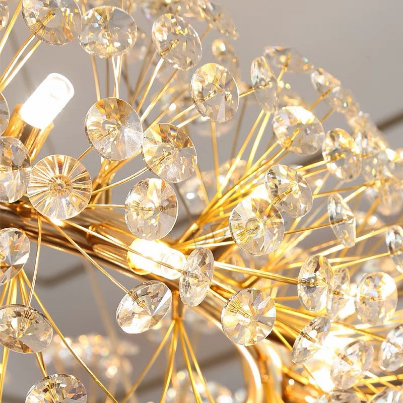 Modern Gold Crystal Circular Hanging Chandelier