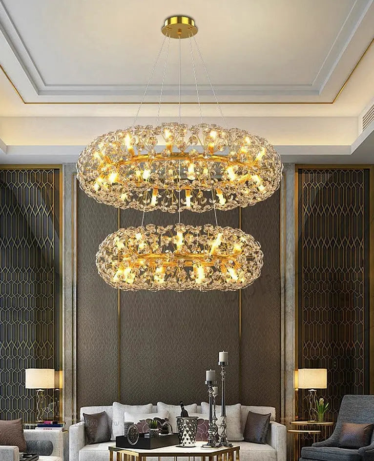 Modern Gold Crystal Circular Hanging Chandelier ChandeliersLife®