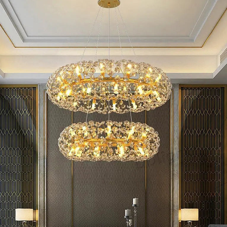 Modern Gold Crystal Circular Hanging Chandelier ChandeliersLife®
