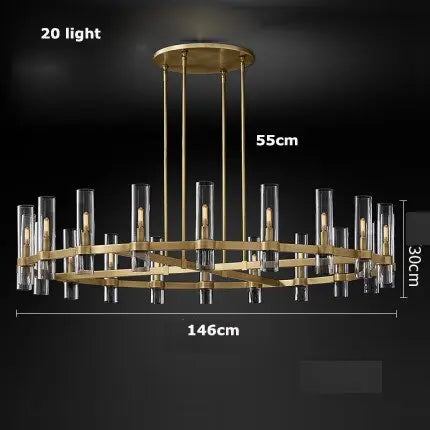 Modern Copper Glass Round Straight Chandelier ChandeliersLife®