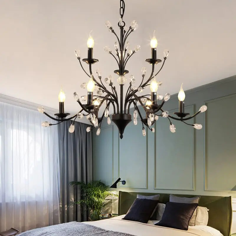 Modern Crystal Branche Chandelier - Black ChandeliersLife®