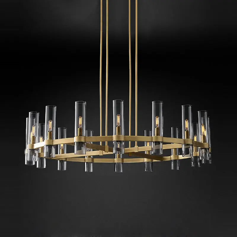 Modern Copper Glass Round Straight Chandelier ChandeliersLife®