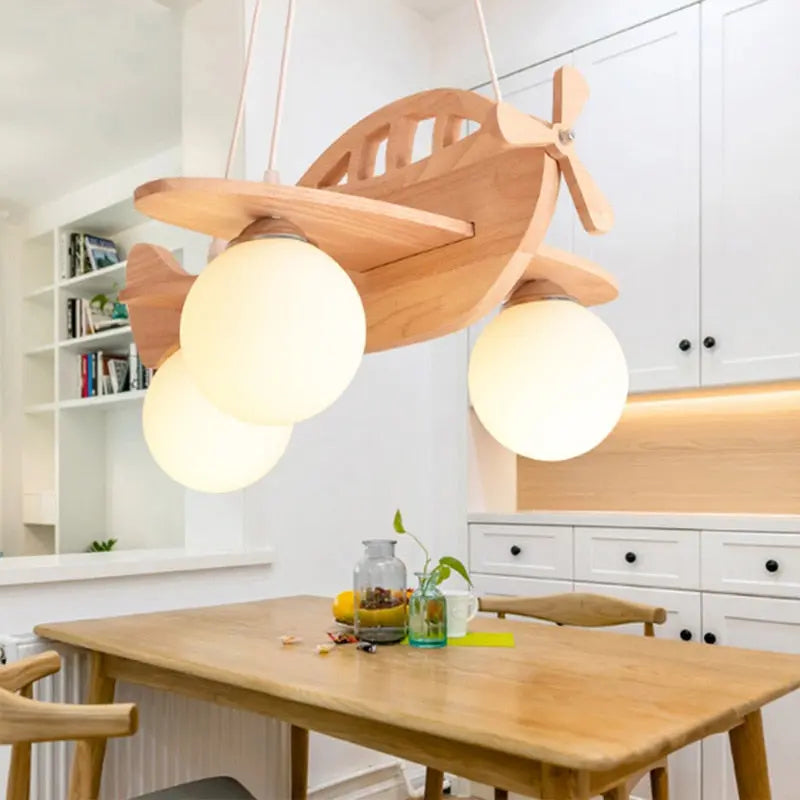 Wood Airplane Chandelier For Children Kids Boy Bedroom ChandeliersLife®