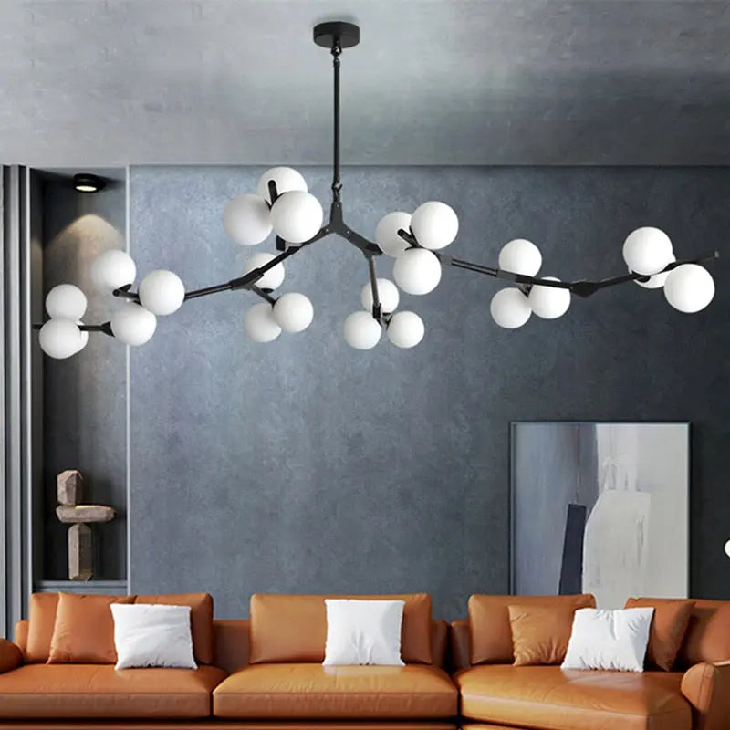 Post Modern Style Glass Balls Branches Chandelier