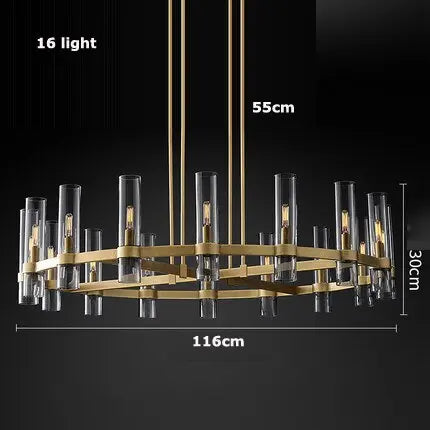 Modern Copper Glass Round Straight Chandelier ChandeliersLife®