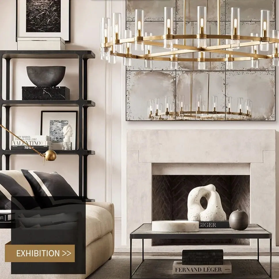 Modern Copper Glass Round Straight Chandelier ChandeliersLife®