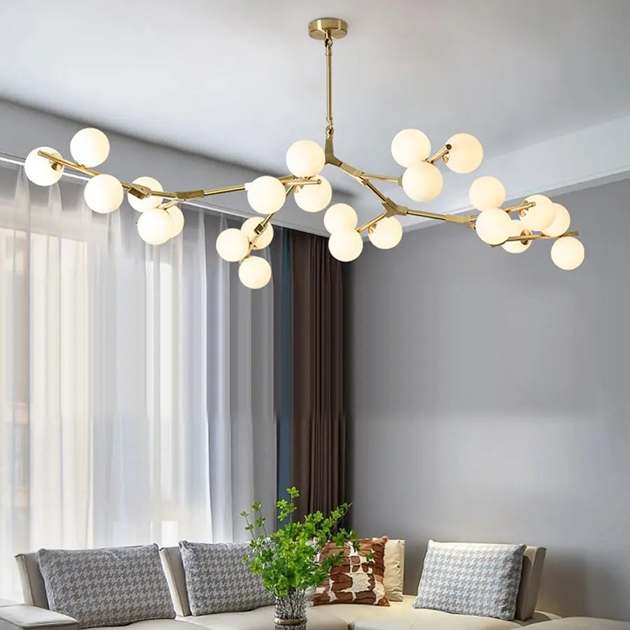 Post Modern Style Glass Balls Branches Chandelier