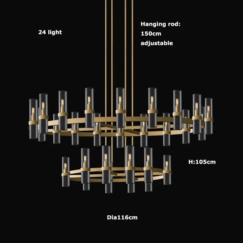 Modern Copper Glass Round Straight Chandelier ChandeliersLife®