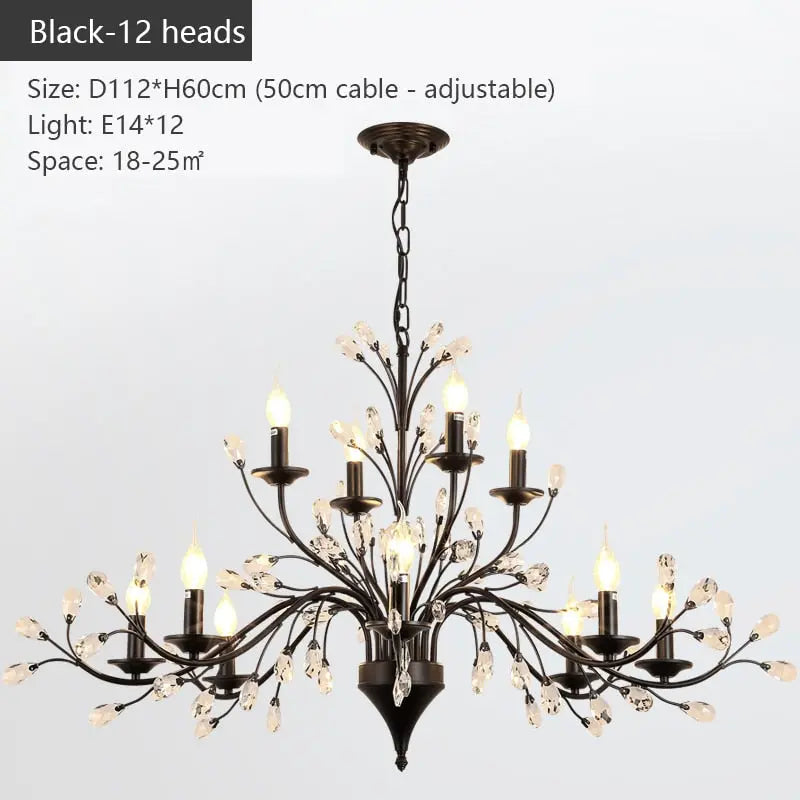 Modern Crystal Branche Chandelier - Black ChandeliersLife®