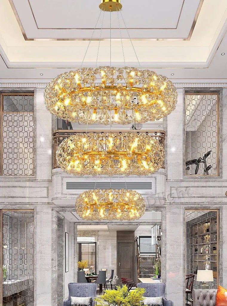 Modern Gold Crystal Circular Hanging Chandelier ChandeliersLife®