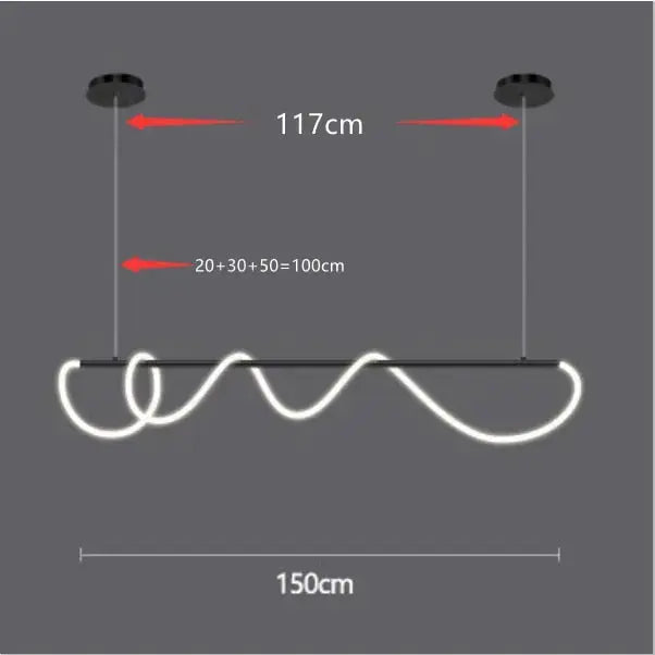 Modern Long Hose Led Chandelier - Black ChandeliersLife®