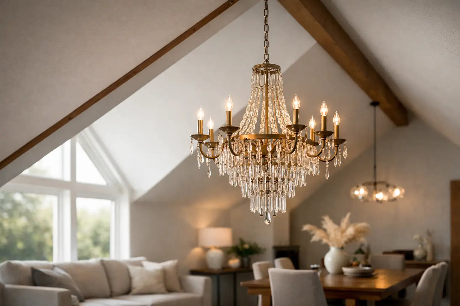 Choosing a Chandelier for Sloped Ceiling Rooms