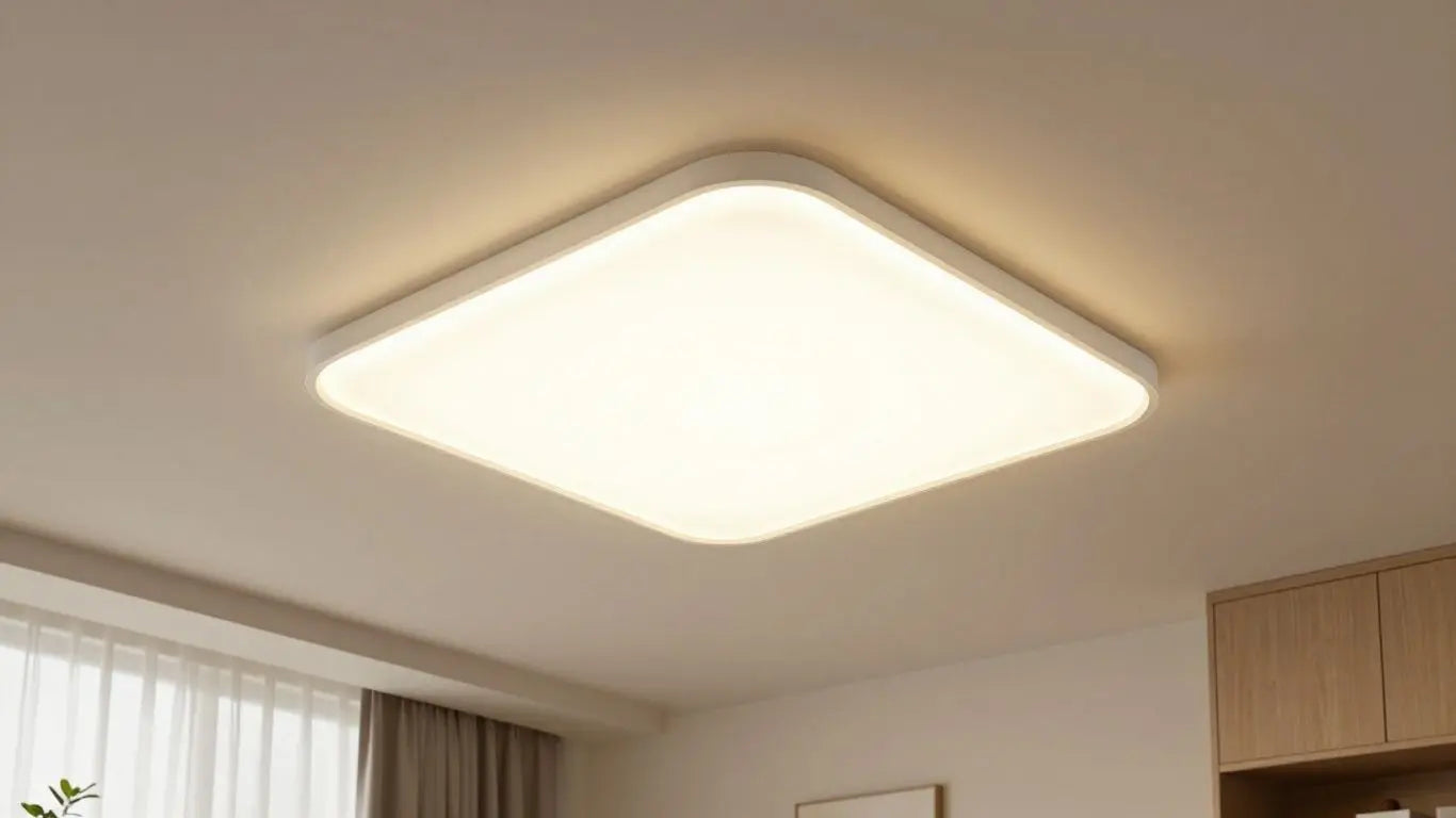 Stylish flush mount ceiling light fixture in a modern room.