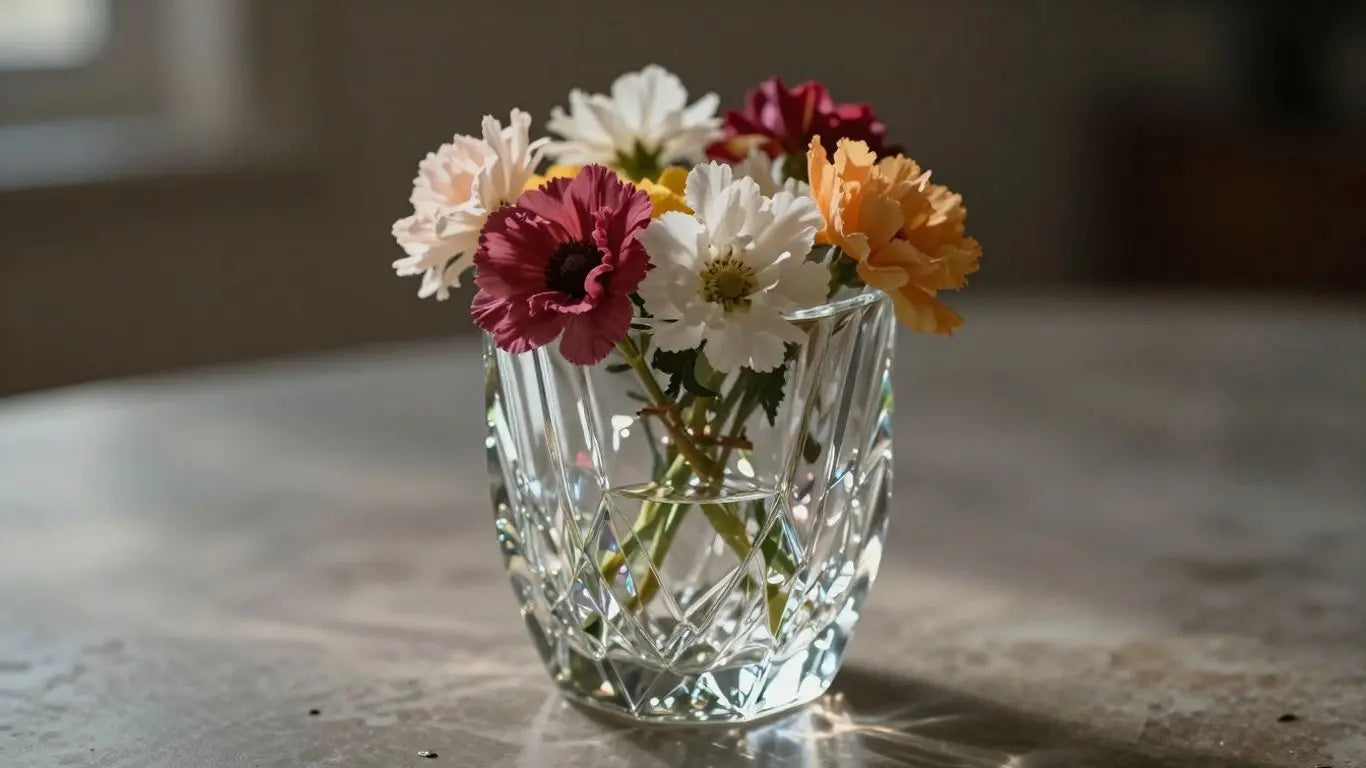 Elegant crystal vase with flowers