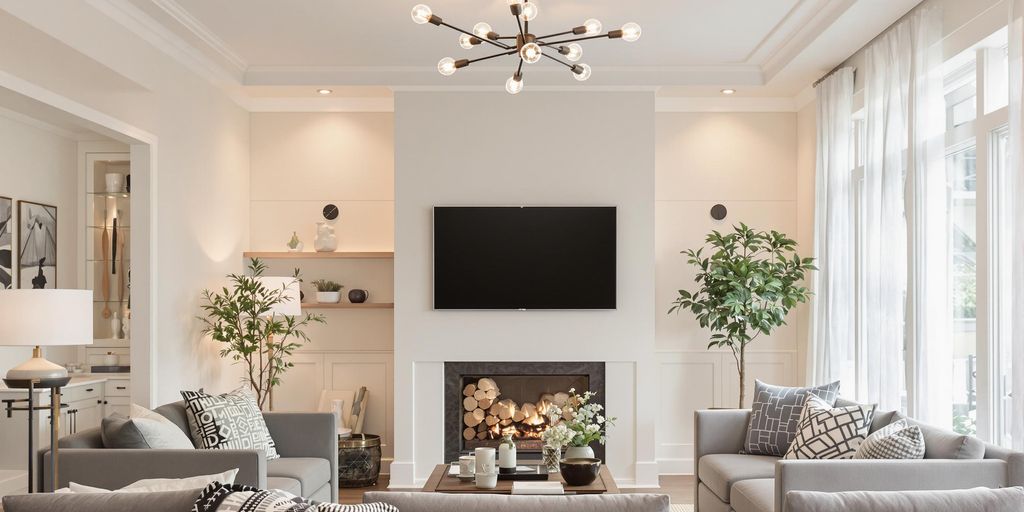 Modern ceiling lights in a stylish living room.