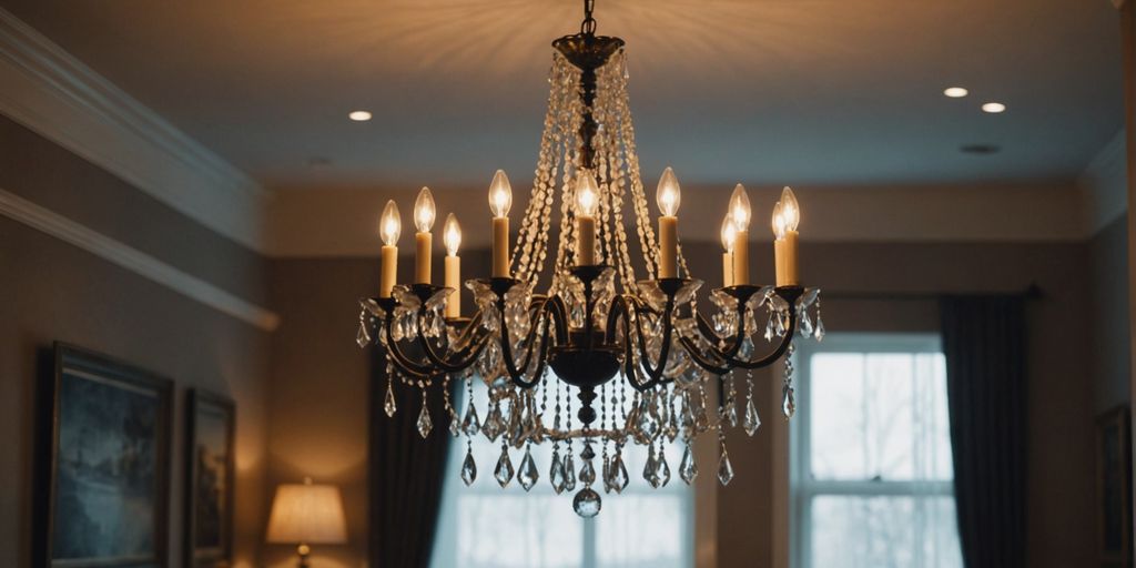 Chandelier in a low-ceiling living room