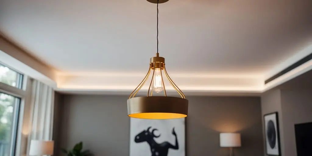 Elegant pendant ceiling lamp in a modern interior.