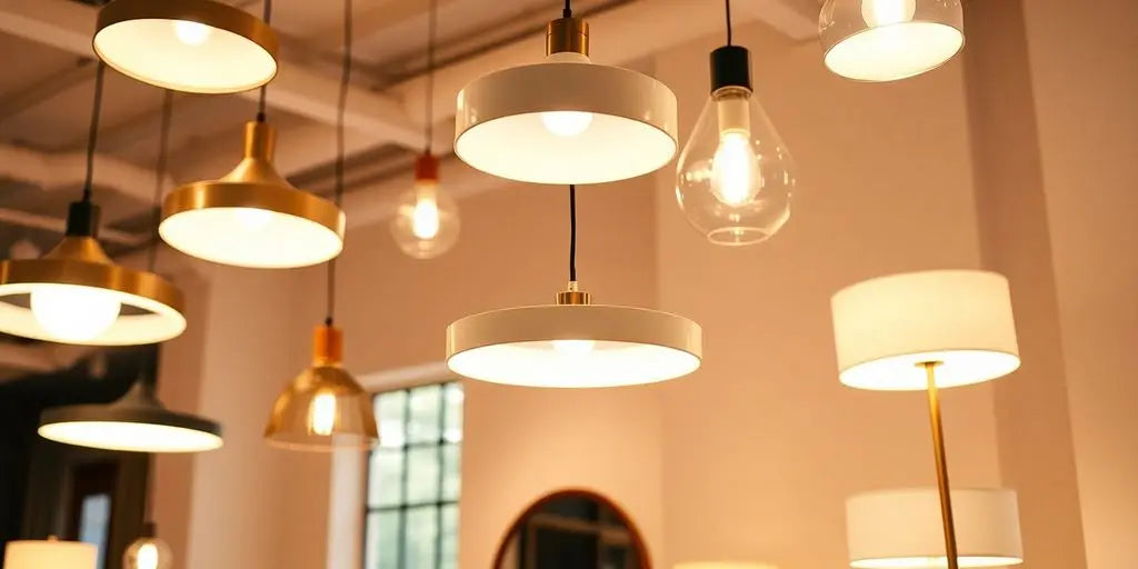 Modern pendant and floor lamps illuminating a stylish room.