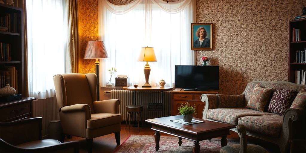 Cozy living room with vintage furniture