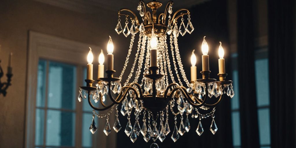 Chandelier makeover with crystals and paint