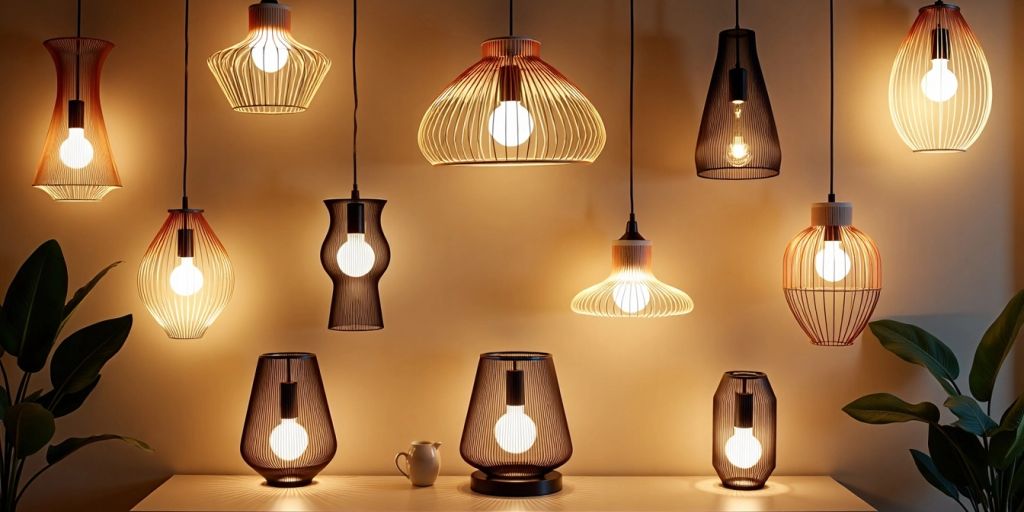 Various stylish light fittings in a cozy arrangement.