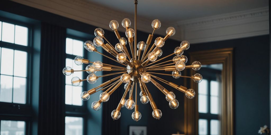 Elegant modern sputnik chandelier in a contemporary setting.