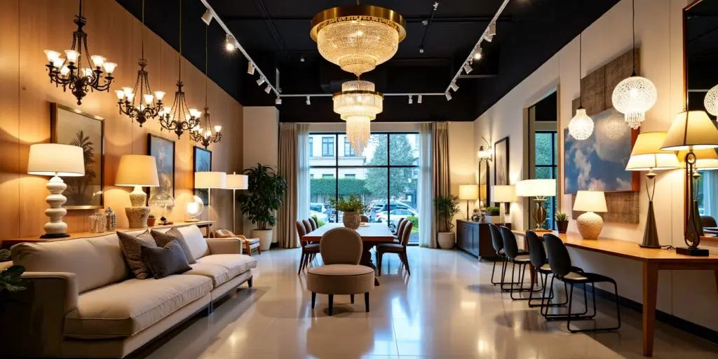 Modern lighting store with various fixtures