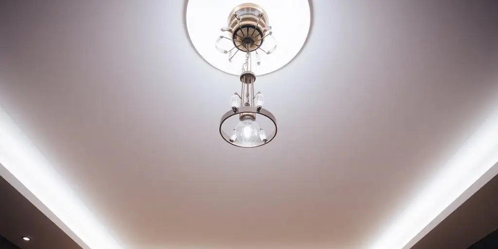 Elegant ceiling light fixture illuminating a stylish room.