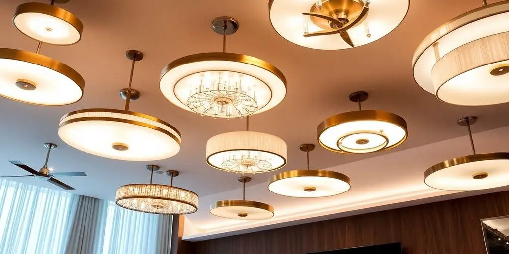 Modern luxury ceiling lights illuminating a stylish interior.